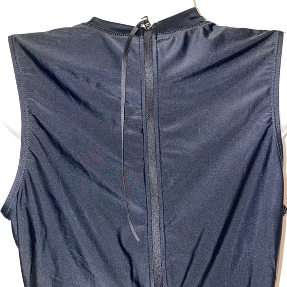 Women's Athletic One Piece Swimsuit Back Zip Retro High Neck Training Size Small - Picture 4 of 15